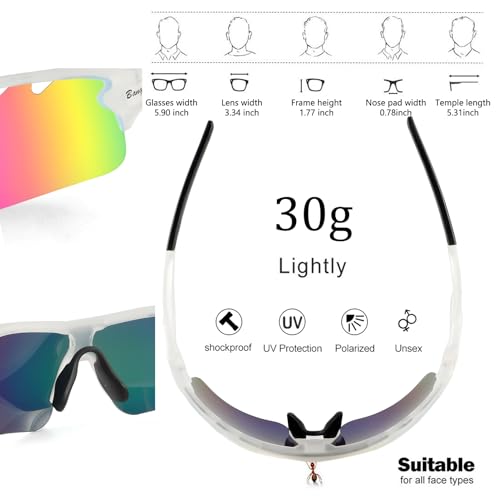 Image of BangLong Polarized UV400 Sports Sunglasses with 5 Lenses for Men Women | TR90 Flexible Frame, 5 Interchangeable Lens with RX Insert, 0.9oz Sports Glasses for Running Cycling Baseball Hiking