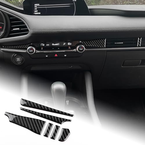 AIRSPEED Carbon Fiber for Mazda 3 Axela 2019-2025 Center Console Air Vent Outlet Panel Cover Interior Trim Accessory, Black