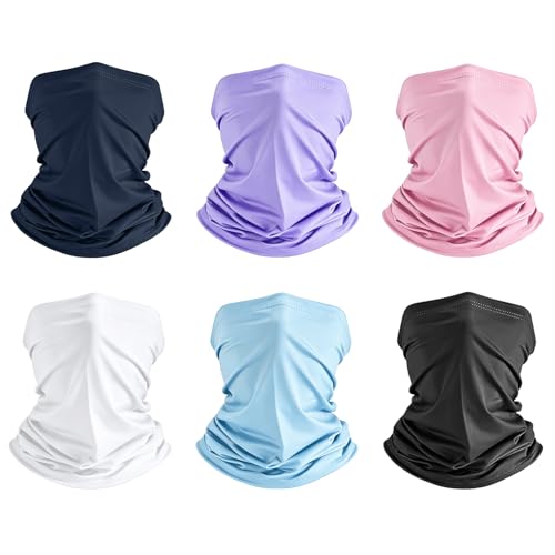 Image of 6 Pack Cooling Neck Gaiter Face Mask for Men Women Breathable Dust UV Protection Multifunctional Reusable Face Cover