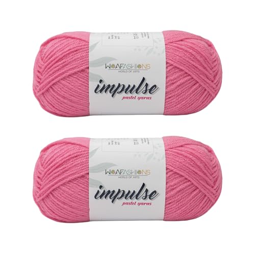 Image of WOAFashions Impulse Hand Knitting & Crochet Yarn, Premium Acrylic, 4 : Medium (Flamingo) (2x100gms / 3.5oz / 200mtr / 218yds)