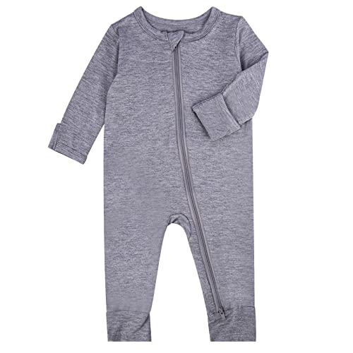 Image of GUISBY Baby Footless Rompers, Rayon Pajamas 2 Way Zipper with Long Sleeve Sleeper