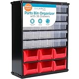 BIRDROCK HOME Craft Organizer Bin with 36 Drawers | Heavy-Duty Metal Hardware Storage Organization | Great for Nails, Nuts, Bolts, Legos | Mini & Large Drawer