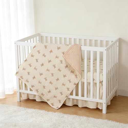 image for Knirose Organic Cotton Muslin Baby Crib Bedding Set 3 Piece Soft for I