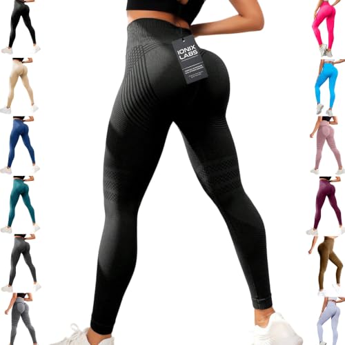 3D Leggings Compression Womens High Waisted Compression Leggings Butt Lifting Workout Leggings Squat Proof (US Alpha Medium Regular Regular Black)