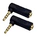 BesYee (2-Pack) Right Angle 3.5mm 1/8" TRRS 4 Pole Male to 3.5mm 1/8" Female TRS 90 degree Gold Stereo Headphone Audio Adapter (90degree M/FM)