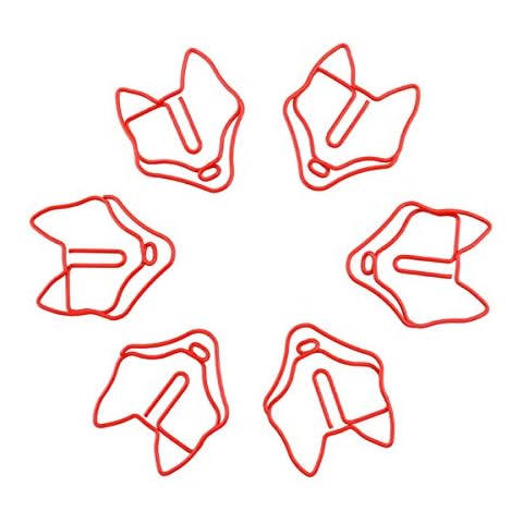 AMHELLO Paper Clips Metal Animal Fox Paper Clips for School Office Daily Life Document Sorting (12), Large, Red Cover