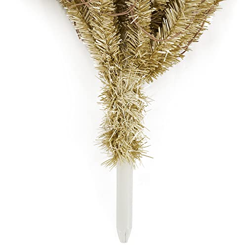 Home Heritage 7-Foot Pencil Artificial Christmas Tinsel Tree Prelit With 150 Clear Led Lights, 457 Foliage Tips, And Metal Stand, Champagne #TOP2