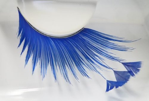 Elegant Lashes F878 Premium Blue Feather False Eyelashes Halloween Dance Rave Costume #TOP1