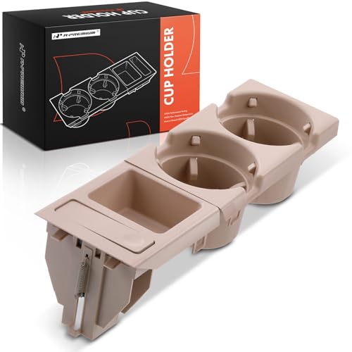 A-Premium Cup Holder Compatible with BMW E46 3 Series-323Ci, 323i, 325Ci, 325i, 325xi, 328Ci, 328i, 330Ci, 330i, 330xi, M3, 1999-2006, Front Drinks Holder Center Console, Beige, Replace# 51168217955
