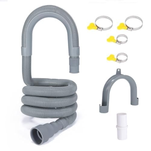 PinkCross – 10 FT Universal Washing Machine Drain Hose Extension, Flexible Washer & Dishwasher Hose, Portable Sink & Dehumidifier Pipe, Corrugated Plastic Hose with Clamp