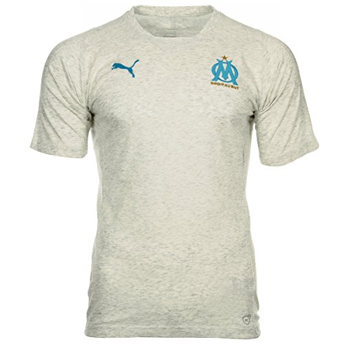 T-Shirt Olympique de Marseille PUMA Blanc chiné : le textile anti-déformation pour fan