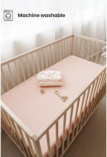 Konssy 2 Pack Muslin Crib Sheets for Standard Crib Mattress, 52" x 28" - 3