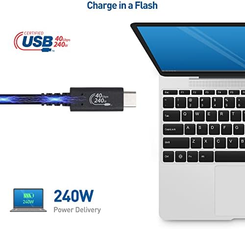Cable Matters Kabel USB4 z certyfikatem USB-IF, przesyłanie danych 40 Gb/s, obsługa wideo 8K i ładowanie 100 W na 0,8m - w pełni kompatybilny z USB-C, Thunderbolt 3 i Thunderbolt 4