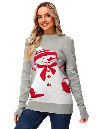 AOBUTE Women Halloween Spooky Season Sweater Men Funny Printed Long Sleeve Holiday Knit Pullover Top4