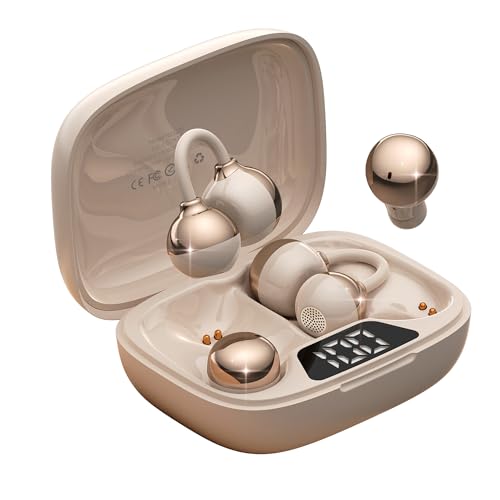 LESUN Schickes Open Ear Kopfhörer & Mini-Kopfhörer 2-in-1 Set mit 36 Std Akkulaufzeit, Bassstark, Ultrakompakt & IPX5 Wasserdicht, Für Arbeit, Sport & Schlaf, Tag-/Nacht-Tragemodus (Hellgold)