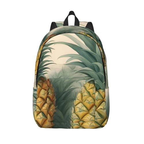 Sac à dos en toile imprimé ananas WURTON avec bretelles ajustables pour randonnée et travail