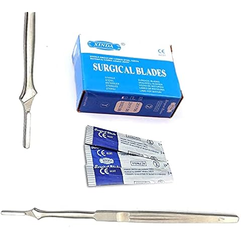 100 Scalpel Blades #11 + Scalpel Handle #7 Surgical Dental ENT InstrumentsF Cover