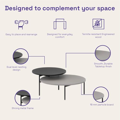 Image of Wakefit Center Table | 1 Yr Warranty | Coffee Table for Living Room Wooden, Tea Table for Living Room Wooden, Sofa Table, Free Installation from Brand, Modern Multi-Functional & Wobble-Free(Arkive)
