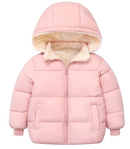 Happy Cherry Baby Boys Girls Winter Coats with Removable Hooded Windproof Warm Down Jacket Puffer Coats Outerwear Pink 3-4 Years