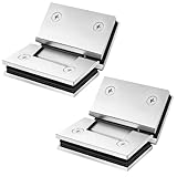AatrixQuayn 135 Degree Glass Shower Door Hinges Heavy Duty Solid Brass, Shower Door Hardware Replacement for 5/16'(8mm) - 1/2'(12mm) Thickness Tempered Glass (Mirror Chrome, 2 Pack, 135 Degree)
