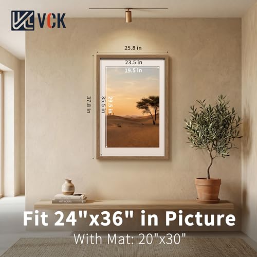 Image of VCK 24x36 Frame 5 Pack, Walnut Exclusive Wood, 20x30 Mat, for Picture