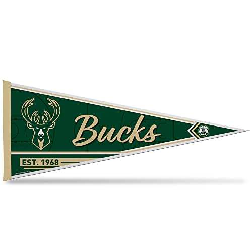 Rico Industries NBA Basketball Milwaukee Bucks Classic 12" x 30" Felt Wall Décor Pennant - Great for Home/Bed Room/Man Cave Décor