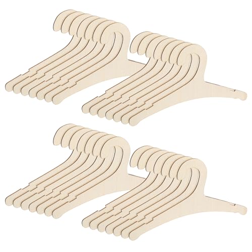 Prasacco 30 Pcs Wooden Baby Hangers, 9 x 4.7 Inch Wooden Kids Hangers Cute Non Slip Children's Hanger for Baby, Toddler, Children's Coats, Dress, Pants, Jackets (Wood Color)