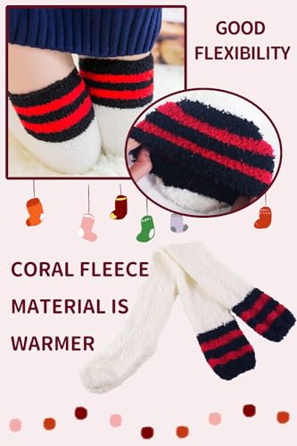 Image of CutiePlusU Womens Thigh High Fuzzy Socks Coral Fleece Over Knee High Sock - 1 Pair