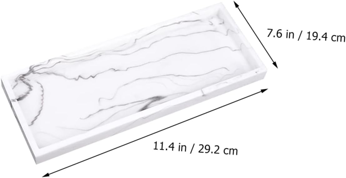 PRETYZOOM Nordic Marble Pattern Bathroom Accessory Set – 4-Piece Resin Washroom Organizer with Soap Dispenser Toothbrush Holder Tumbler and Tray – for Hotel and Home Decor