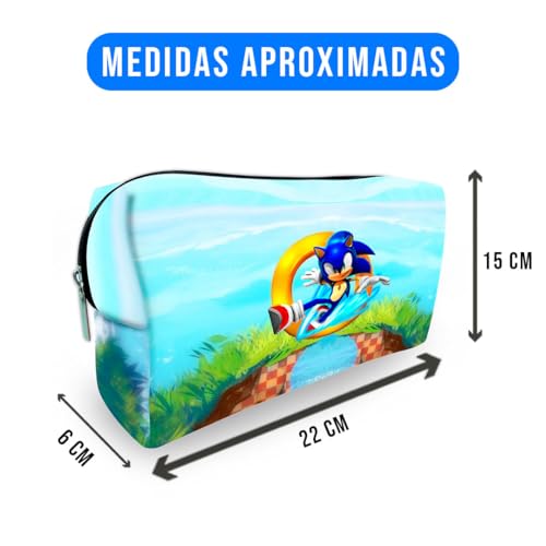Kit Mochila de Costa Infantil + Lancheira + Estojo Sonic World