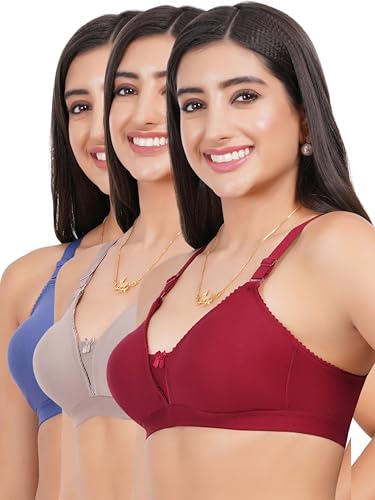 Image of Non Padded in B, C and D Cup Bra - Made of Pure Cotton Full Coverage Over Size Non Wired Pushup Soft Cup for T-Shirt Saree Dress Sports Garment for Daily Use Everyday