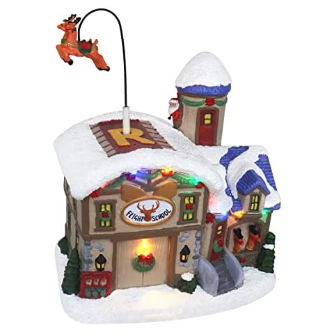 Top Treasures Moving Reindeer School Christmas Village Animated & LED Lighted Pre-lit Musical Christmas Village Perfect Addition to Your Christmas Indoor Decorations & Holiday Displays Cover
