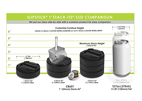 Stack-Its 1 Inch Adjustable Bed Risers / Furniture Risers (Set Of 8) Lifts Height 1", 2" Or 3" – Black Heavy Duty Raisers #TOP4