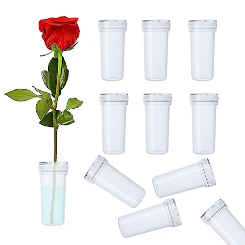 YiIin 100Pcs Floral Water Tubes Plastic Floral Tubes 1.6X0.7 Inch Transparent Floral Vials with Rubber Caps Fresh Flower Water Tubes for Arrangement Decoration Florist Supplies Bouquet Stem Supplies