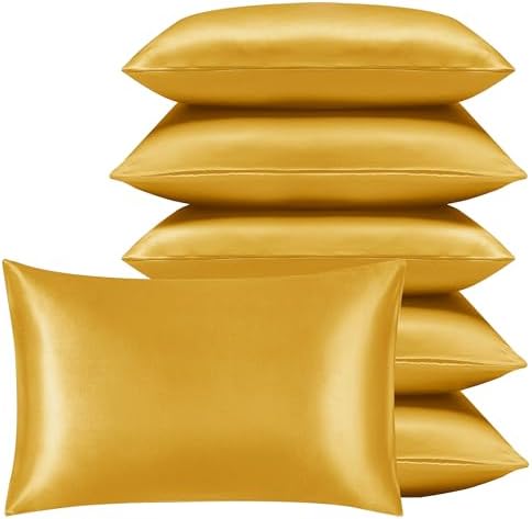 Imperial Rooms Satin Pillow Cases 2 Pack  Champagne Pillowcases For Hair and Skin Standard Size Satin Silk Pillowcases with Envelope Closure Hypoallergenic 50 x 75 cm