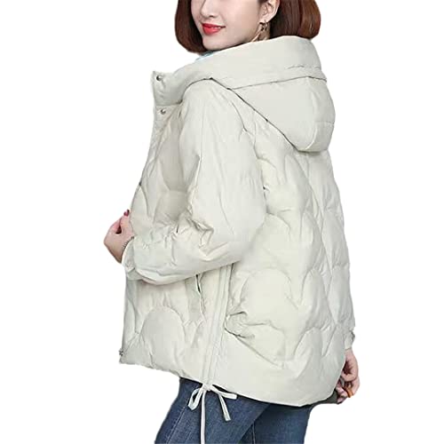 Veste d'hiver courte pour femme en coton rembourré beige M
