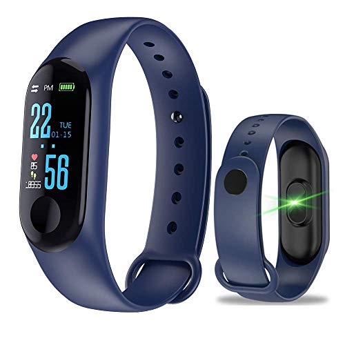 1 PC Rastreador de ejercicios, pulsera inteligente con monitor de ritmo cardíaco, brazalete inteligente con podómetro de seguimiento de actividad de sueño de salud para teléfono inteligente (Blue)