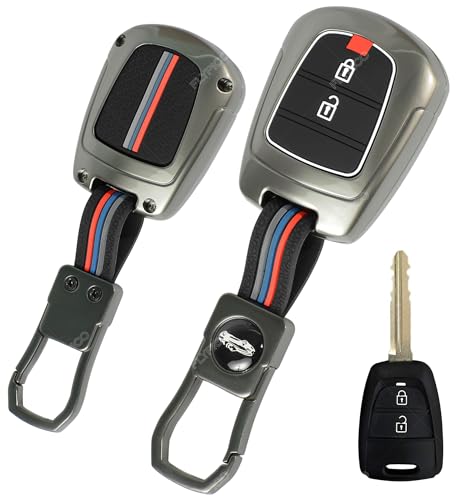 Image of Metal Silicon Car Key Cover Compatible with i10 Grand,Eon | New Santro | Metal & Silicon Protection Special Feature Visible in Low-Light Conditions, Brown