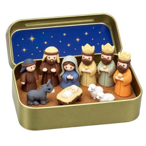 Mini Nativity Scene Set 10-Piece Pocket Size, Plastic Holy Family Figurines - image 1