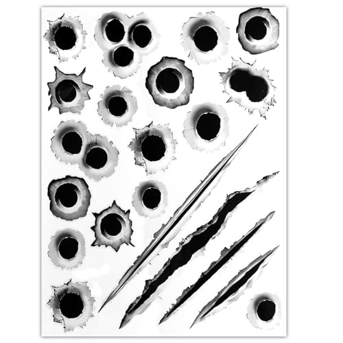 Image of 3D Bullet Hole Car Stickers, Bullet Hole Decals, Funny Prank Auto Body Scratch Tattoo Decal, Automotive Tattoo Decorations Accessories Waterproof Car Sticker for Bumper Window Helmet (Style A)