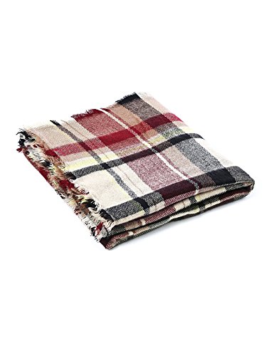 American Trends AA-189 Women'S Fall Winter Scarf Classic Tassel Plaid Scarf Warm Soft Chunky Large Blanket Wrap Shawl Scarves Pink Scarf thumb #5