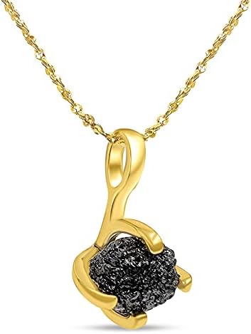 Natural raw gemstone chain pendant necklace with yellow gold over...