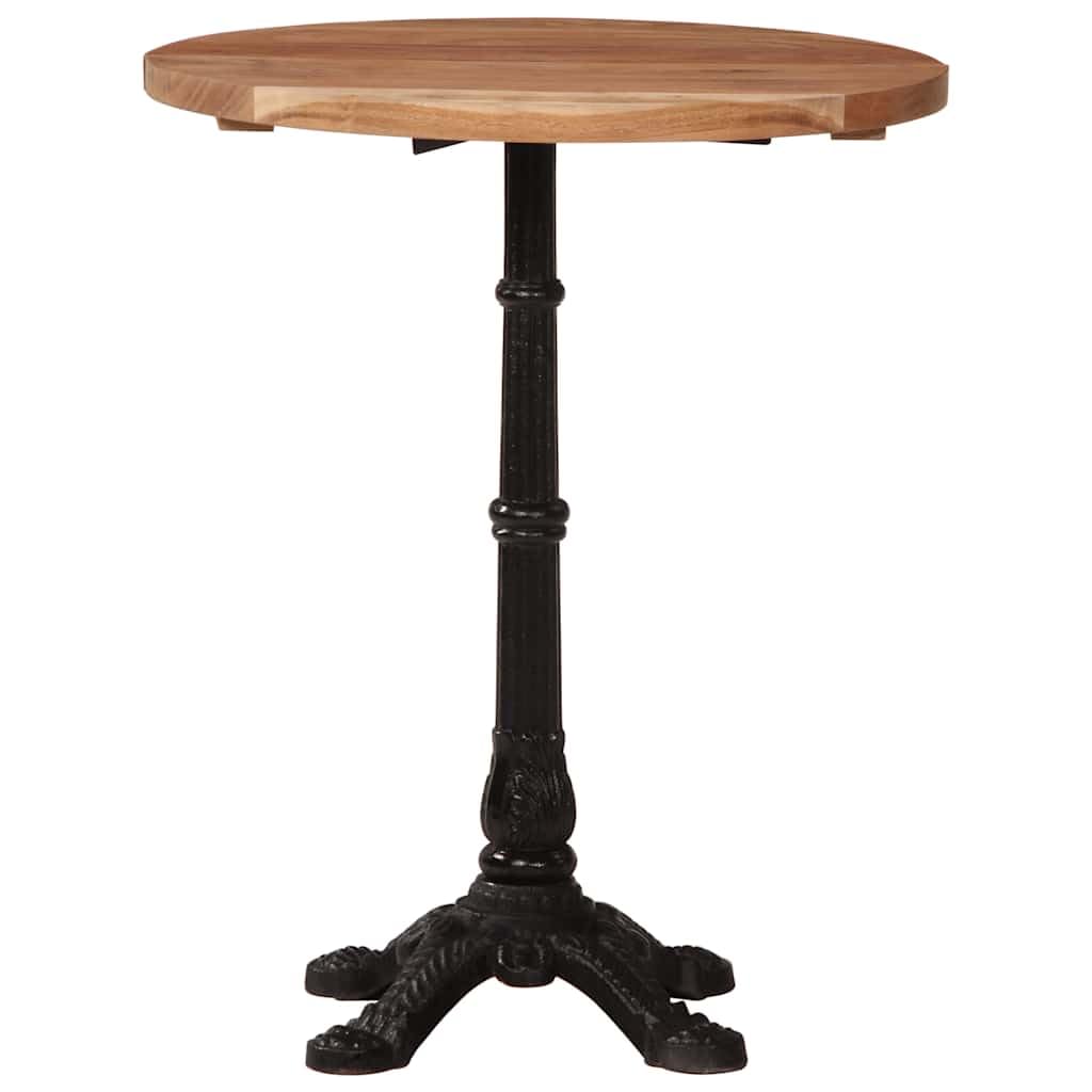 Tavolo da bistrò, Ø 60 x 76 cm, in legno massello di acacia, struttura in ghisa | Tavolo rotondo rustico con robusto piano in vero legno, per balcone, cucina e soggiorno, durevole e facile da pulire