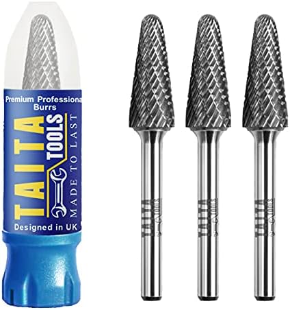 Carbide Burr 1/4" Shank, SL-4 Tungsten Double Cut Rotary Die Grinder Bits - Cutting Burrs for Milwaukee, Dewalt and Makita Die Grinder Accessories - Wood Carving Metal Working & Sturdy Storage Case