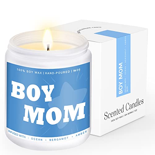 Boy Mom Candle Gifts, New Mom Gifts, New Mom Gifts For Women, Unique Candle For Mom, Mother, Mother's Day For Home, Office, Room, Bathroom, Work #TOP14