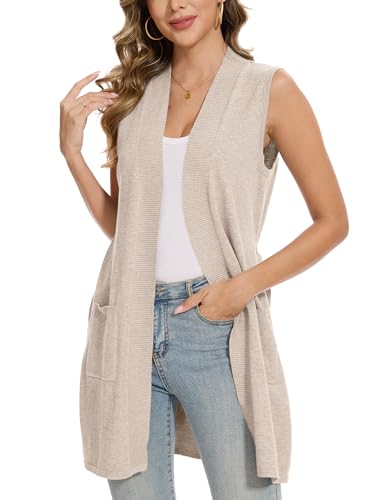 Image of Beautiful Nomad Sleeveless Cardigans for Women Long Sweater Vest