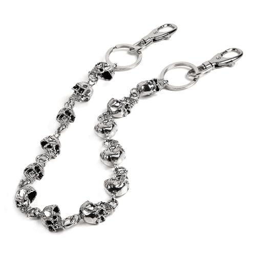 Image of ZEKEE Pants Chain and Wallet Chain for Men Women, Skull & Retro Punk Chain for Jeans, Biker Streetwear Keychain Accessory
