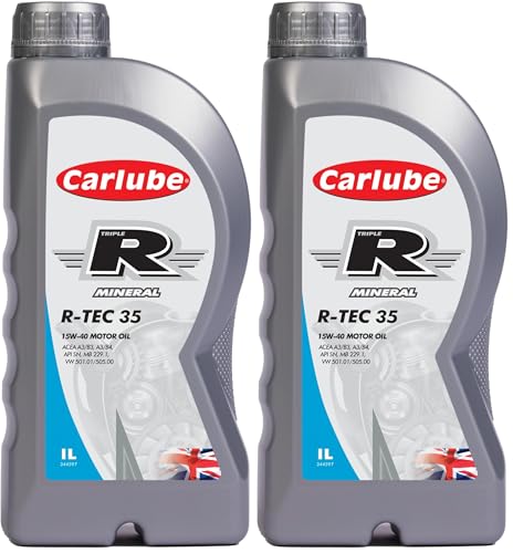 Carlube Triple R 15W-40 Aceite mineral para motor de automóvil, 1 L (Paquete de 2)