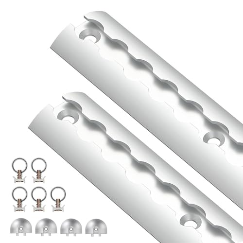 Airlineschiene 2 x 1m Silber Halbrunde Alu Zurrschiene mit Bohrungen Ladungssicherung mit 5 Zurrösen und 4 Endkappen für LKWs und Wohnmobile