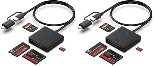 Lector de Tarjetas de Memoria, BENFEI 4 en 1 USB-C a Micro SD MS CF Adaptador Compatible con iPhone 15 Pro/MAX, MacBook Pro/Air 2023, iPad Pro, iMac, Surface Book 3 y más (Paquete de 2)